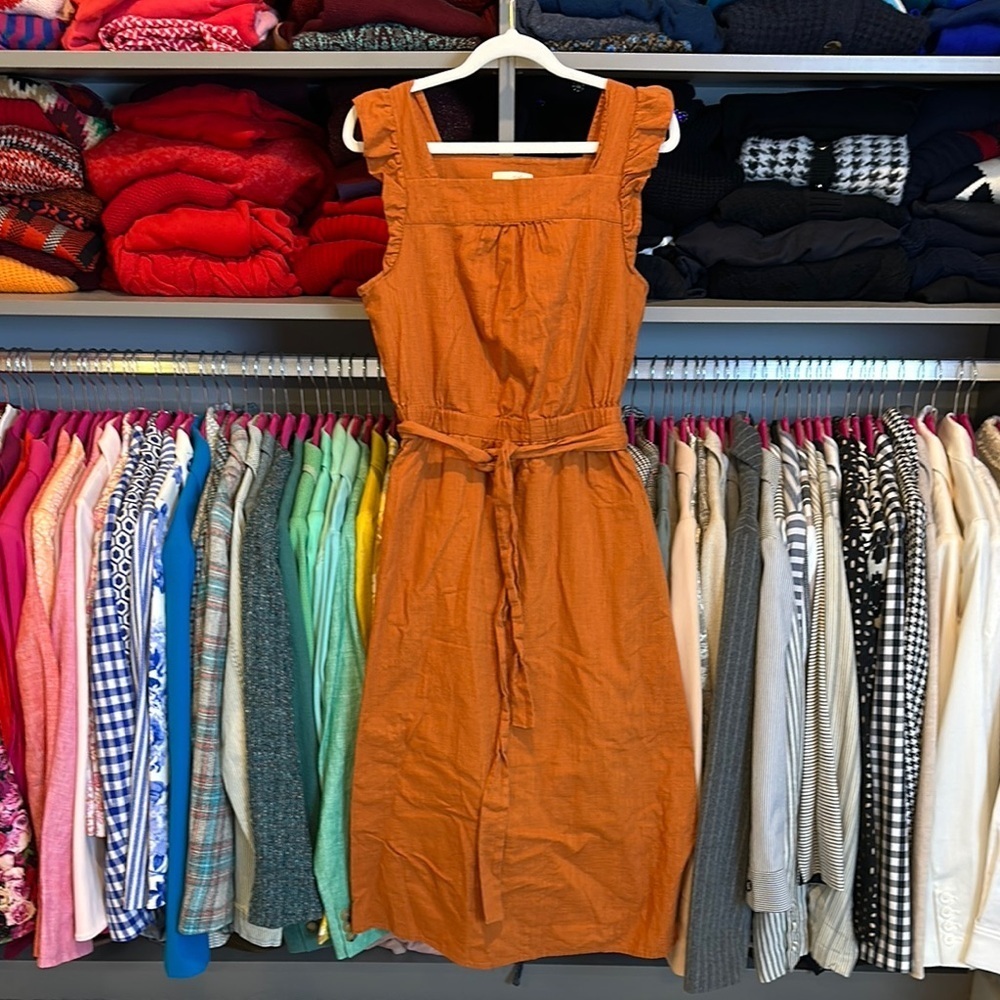 Universal Thread orange sleeveless belted elastic waistband dress size S